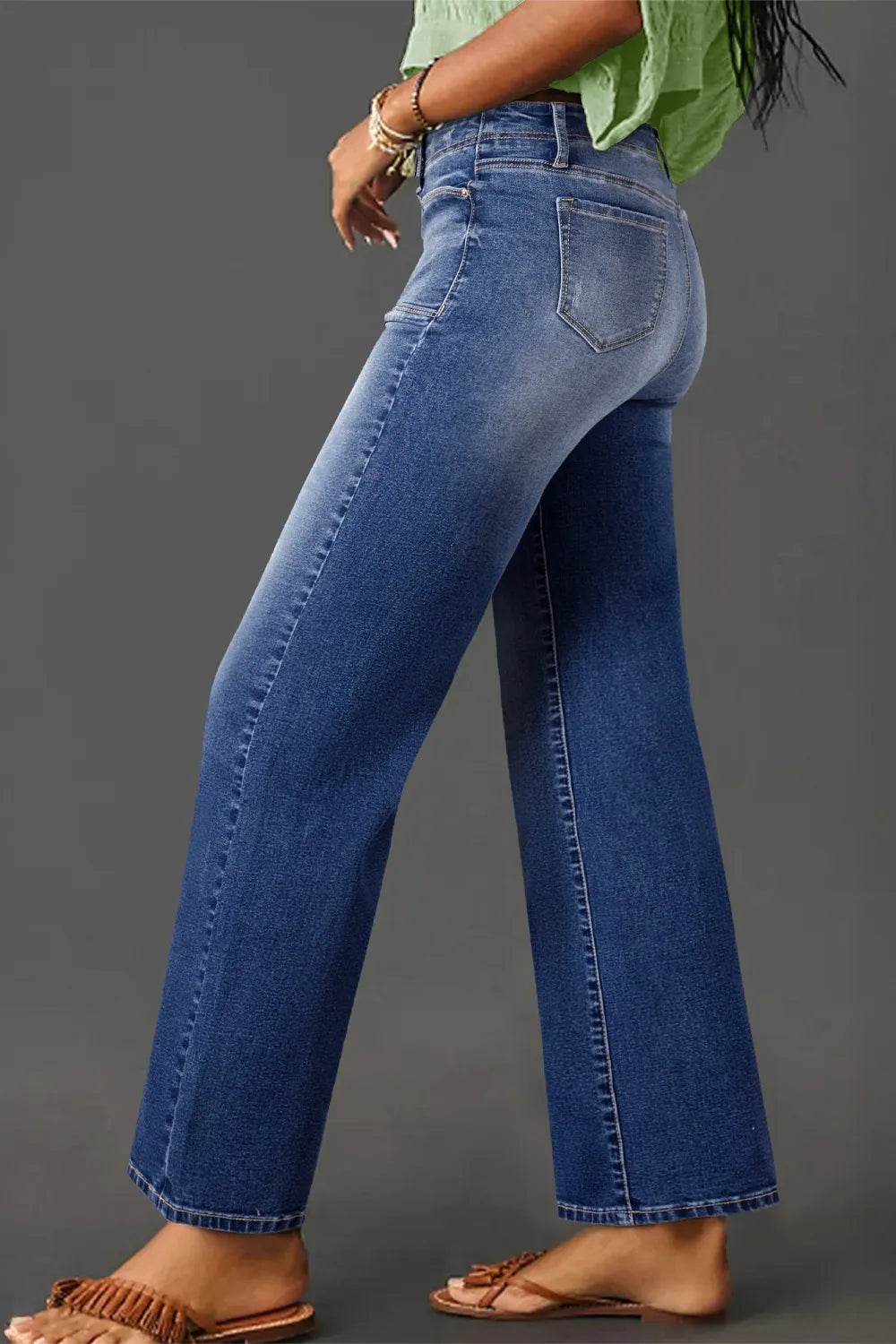 High-Waisted Wide-Leg Vintage Wash Jeans 