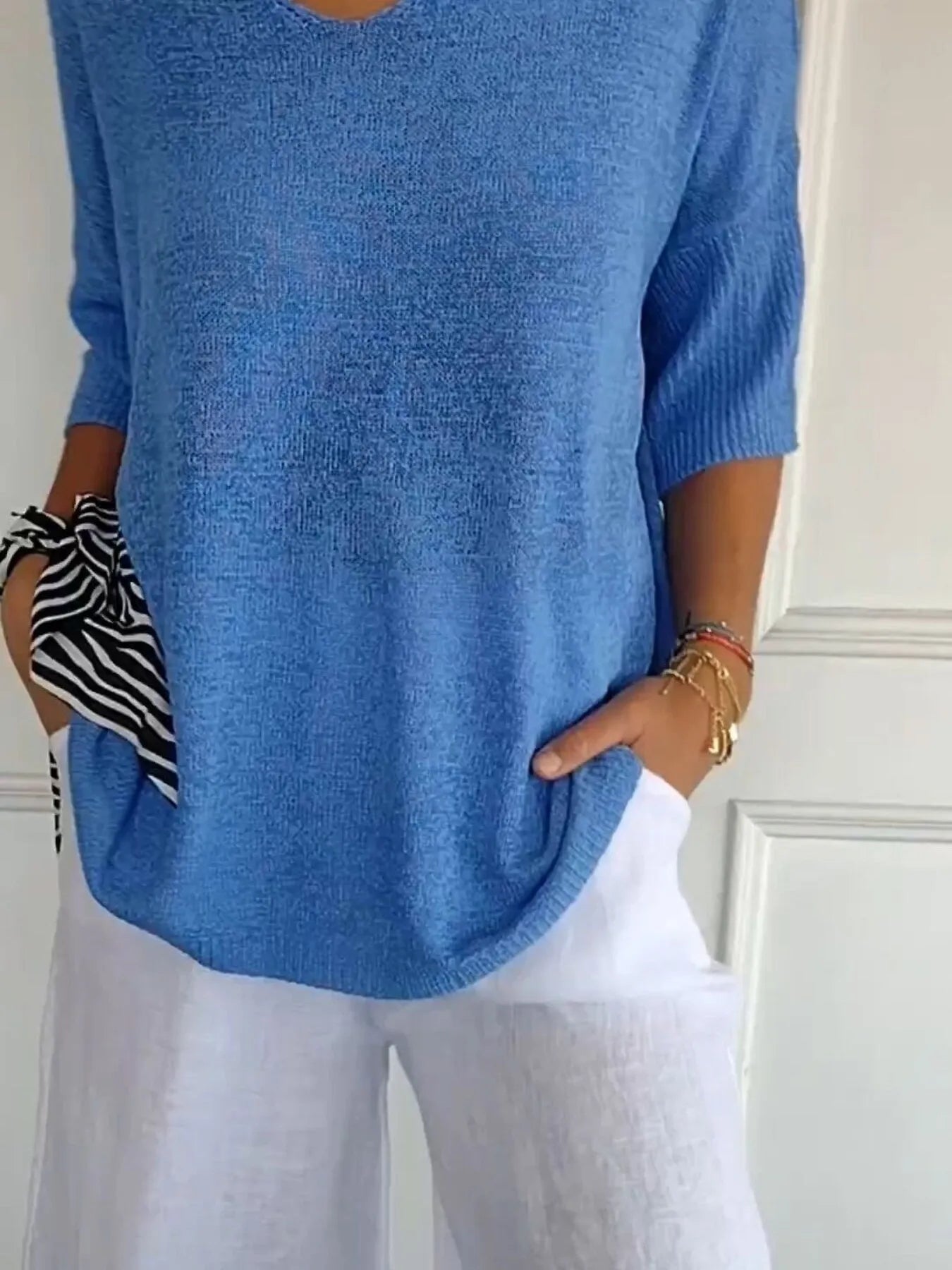 Full Size Relaxed Fit Ribbed Hem Sweater Plus Size 