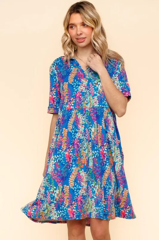Haptics Johnny Collar Babydoll Dress with Side Pockets 