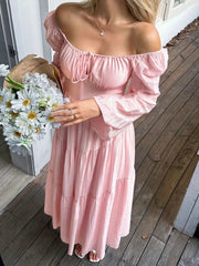 Tiered Balloon Sleeve Midi Dress 