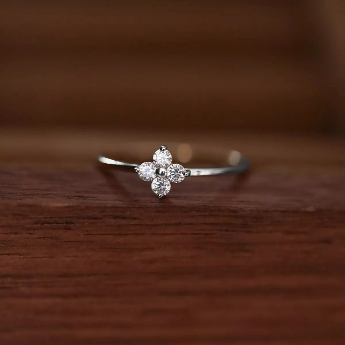 925 Sterling Silver Four-Leaf Clover Ring 