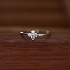 925 Sterling Silver Four-Leaf Clover Ring 