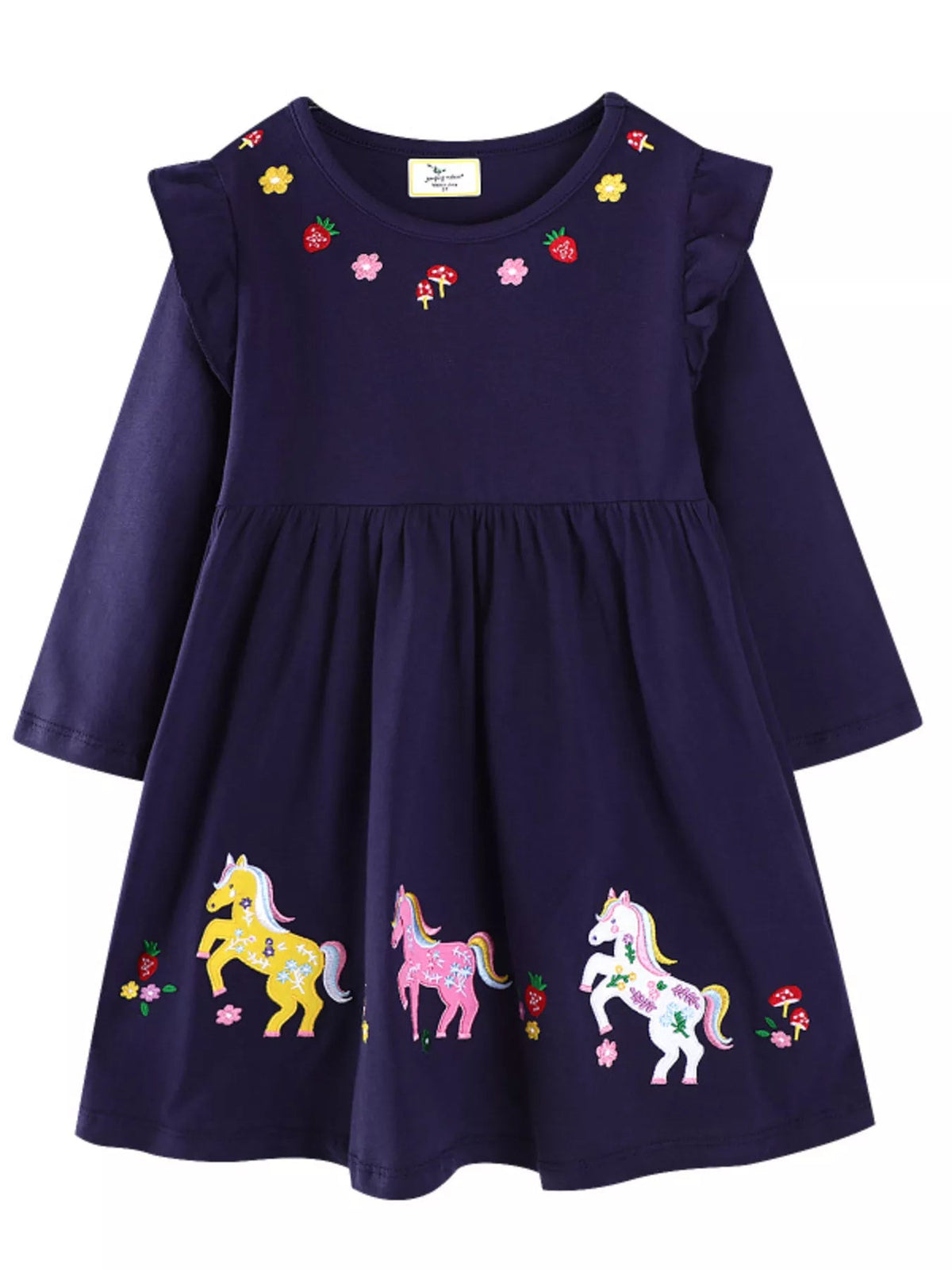 Children's Embroidered Long Sleeve Casual Dress 