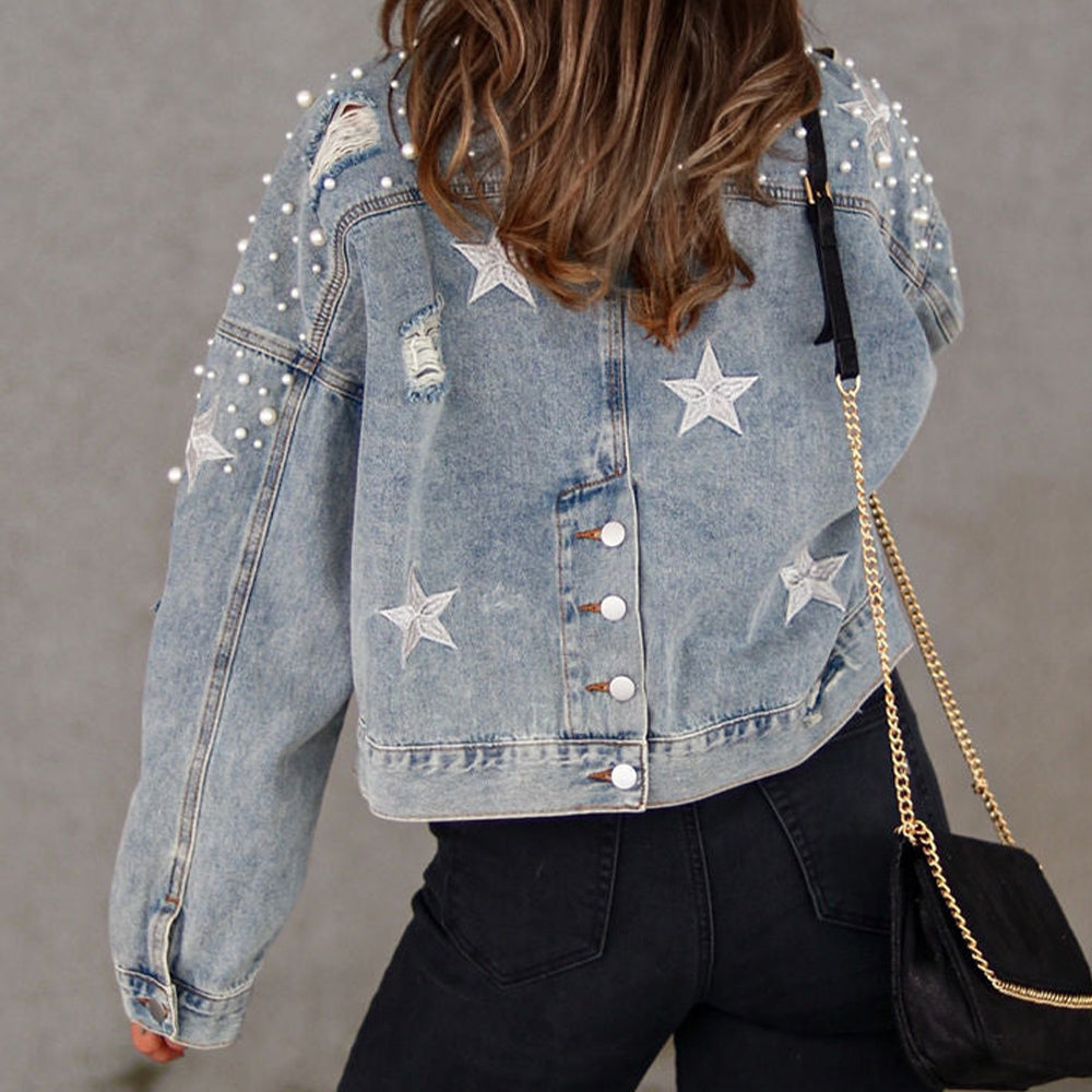 Bead Detail Denim Jacket 