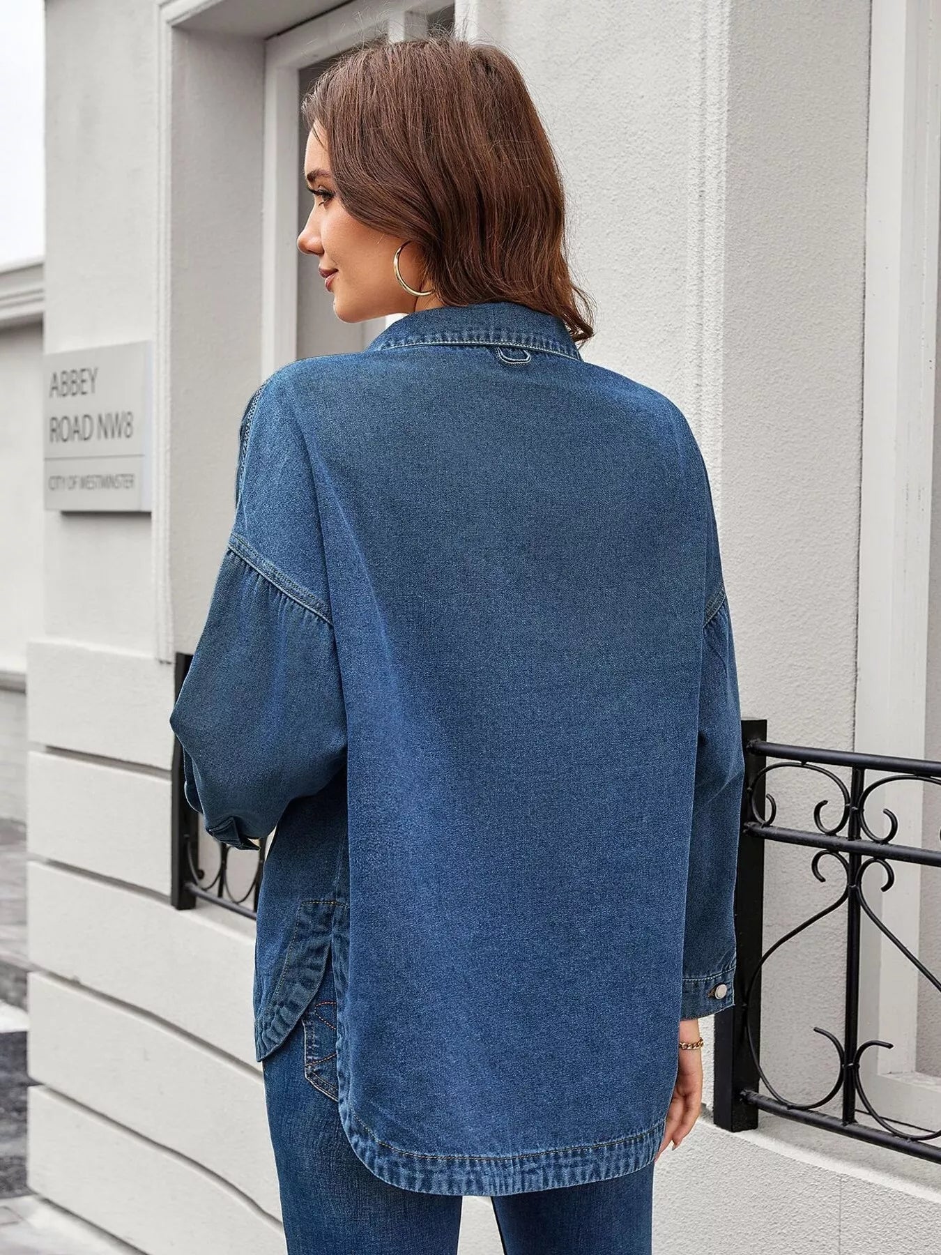 Vintage Wash Button-Down Denim Jacket 