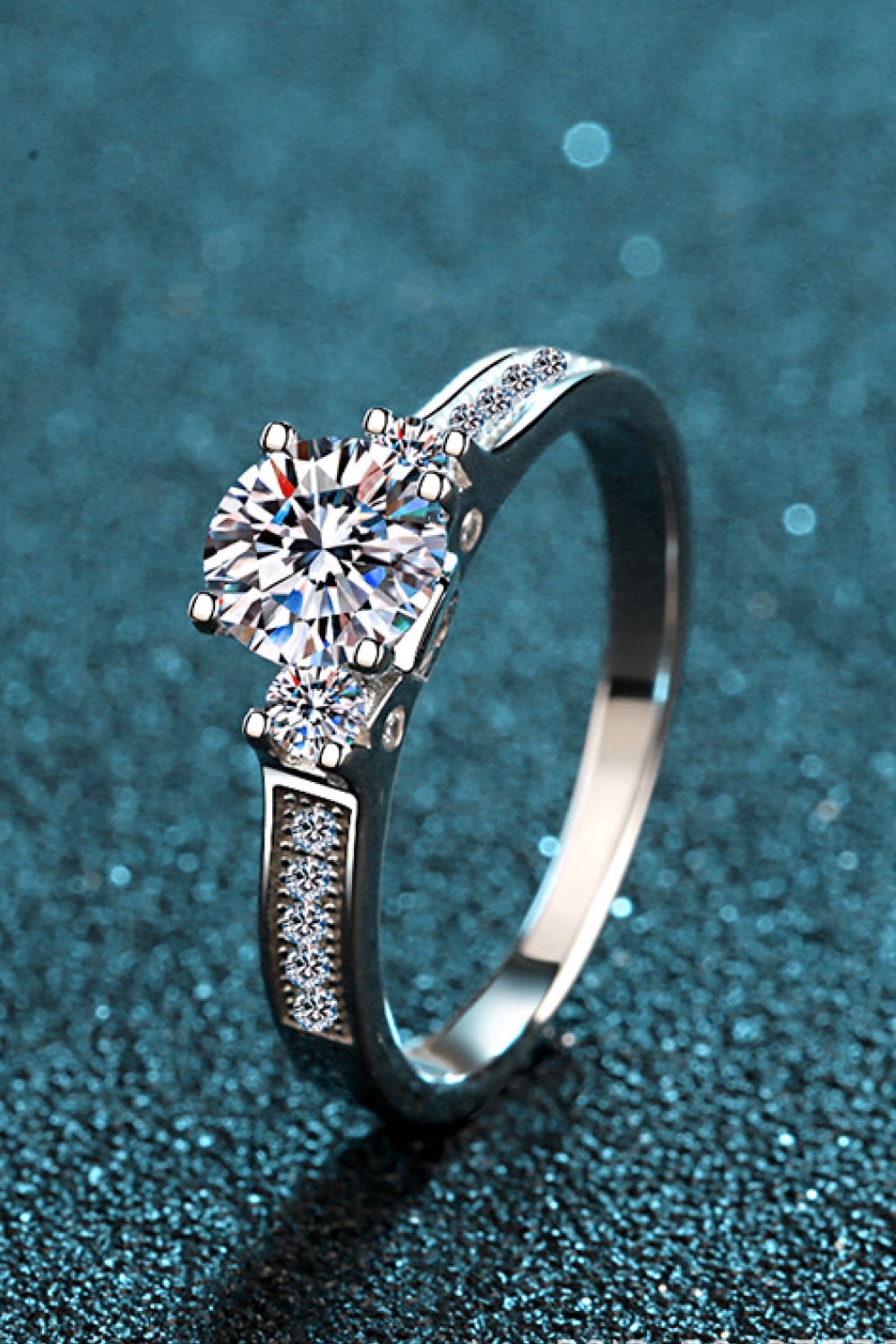 Lucky Charm Moissanite Rhodium-Plated Ring 
