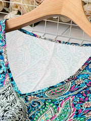 Plus Size Paisley Print V-Neck Short Sleeve Dress 