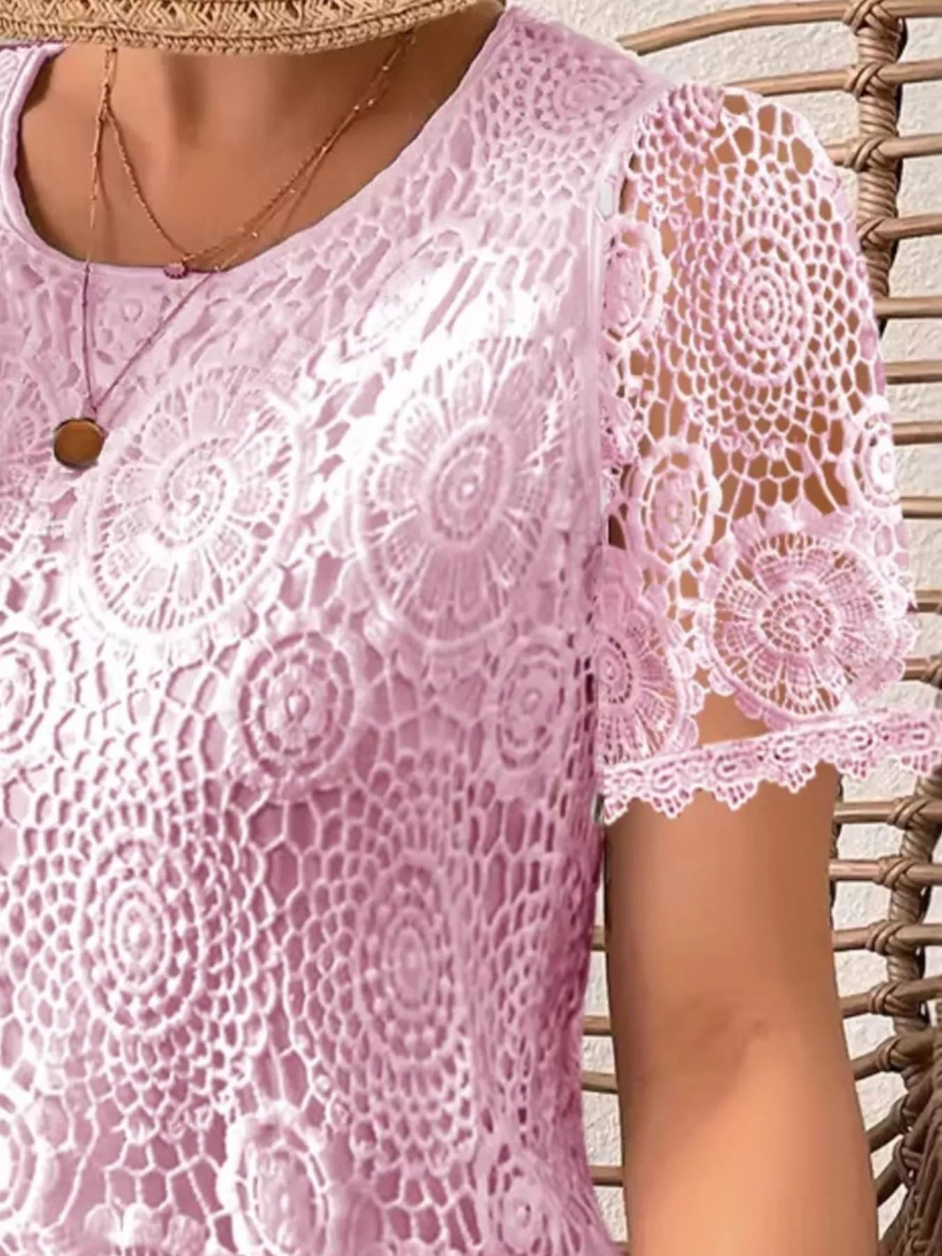 Lace Short Sleeve Blouse 