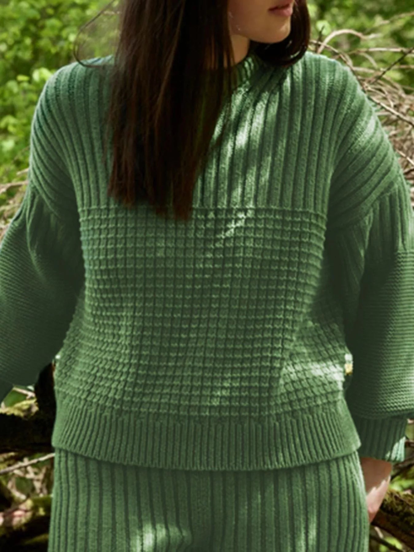Textured Knit Round Neck Sweater 