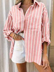 Striped Oversized Button-Down Shirt 