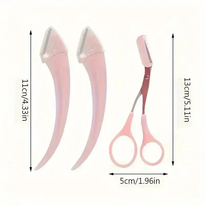 3-Piece Eyebrow Grooming Set - Trimmer, Scissors & Comb, Stainless Steel dylinoshop