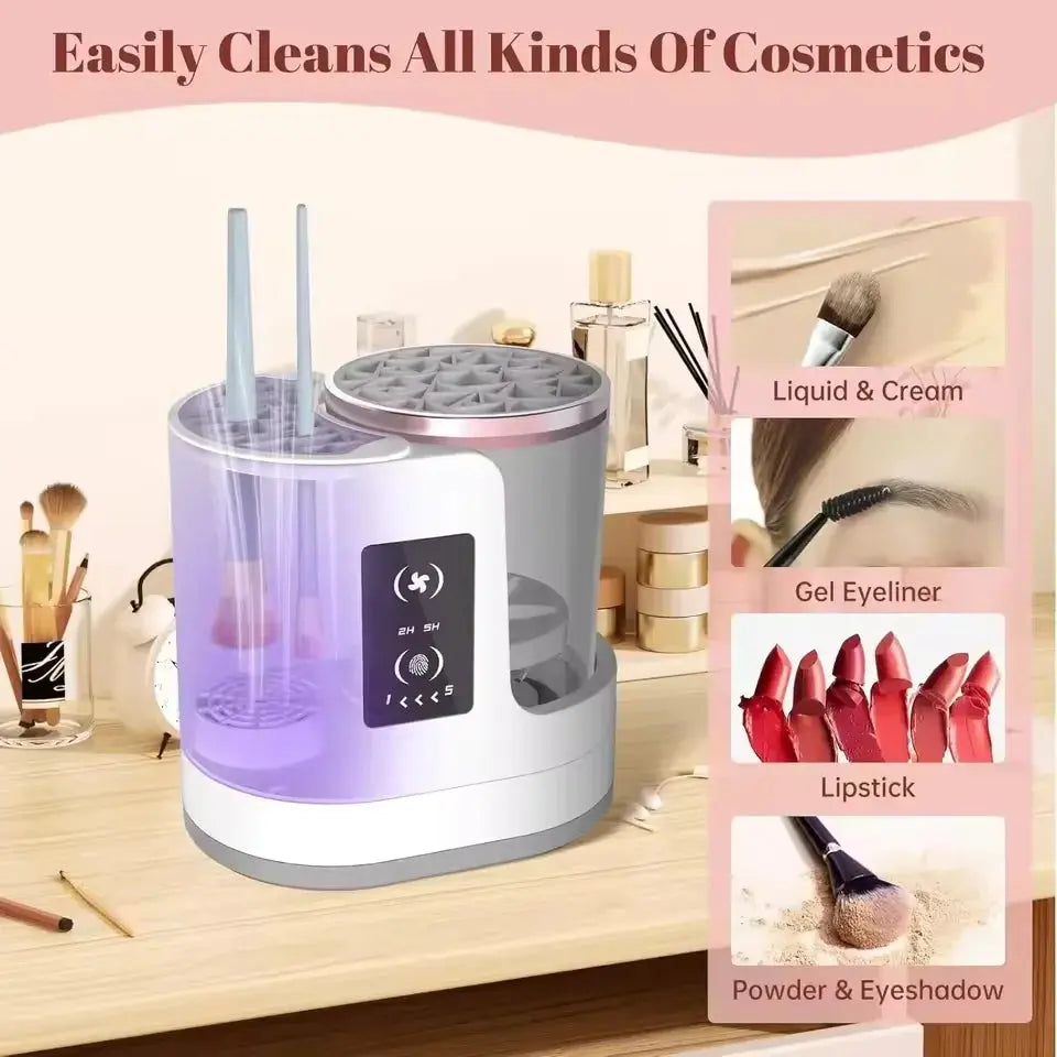 3-in-1 Electric Makeup Brush Cleaner & Dryer – Portable USB Cosmetic Brush Cleaning Machine dylinoshop
