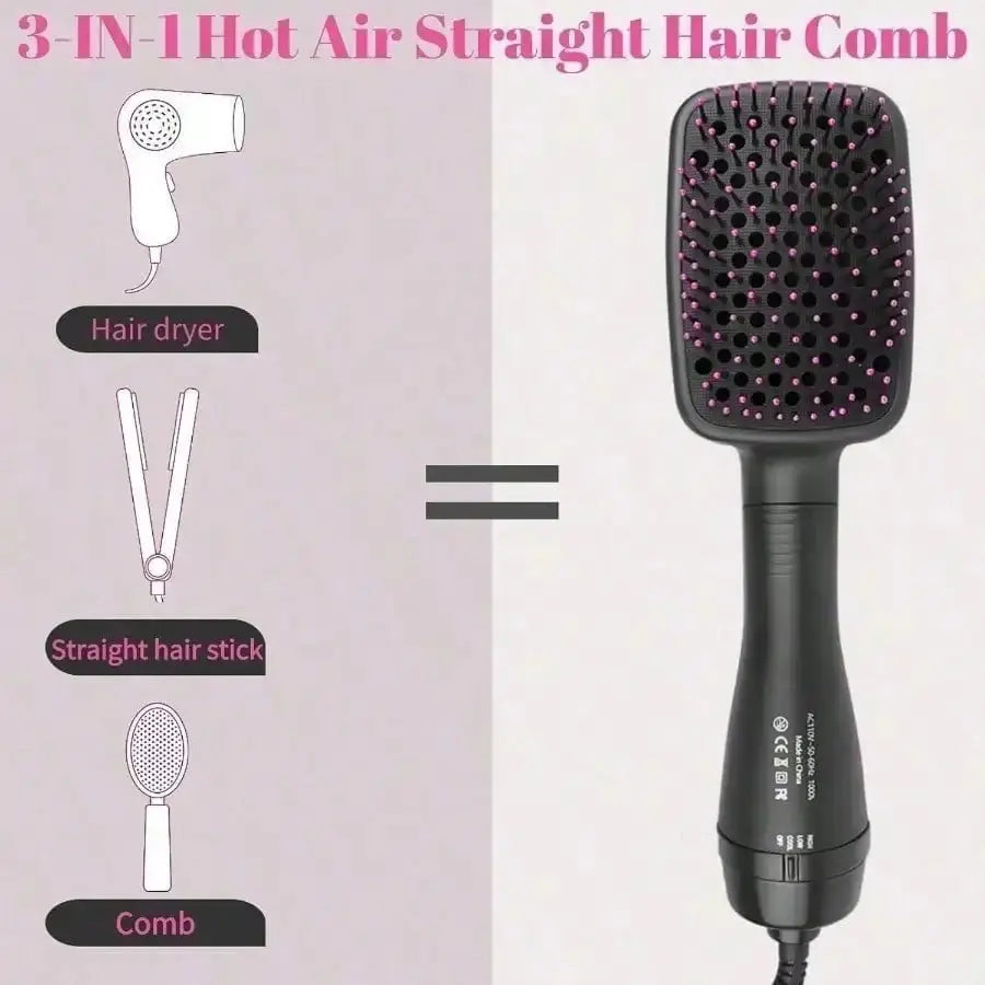 3-in-1 Negative Ion Hot Air Straightener - Straightens, Dries & Smooths Hair dylinoshop