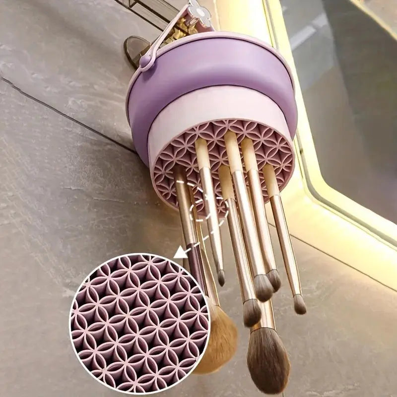 3-in-1 Silicone Makeup Brush Cleaning Mat & Drying Rack – Cosmetic Brush Cleaner & Organizer Kit dylinoshop