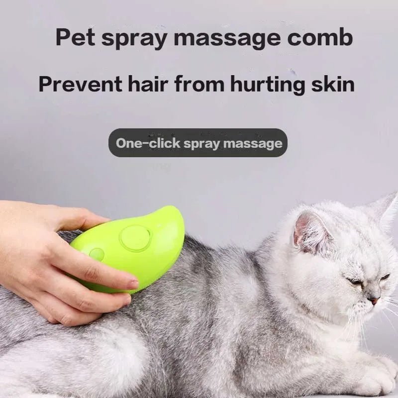 3-in-1 Pet Grooming Comb with Steam Spray for Shedding Control 