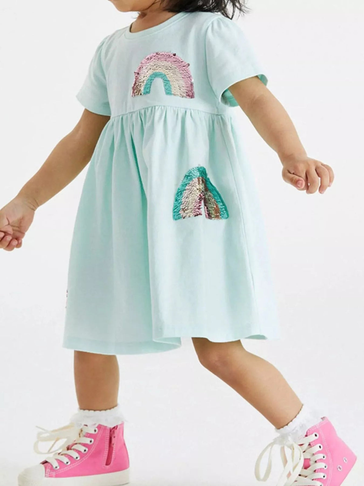 Children's Sequin Rainbow Casual Dress 