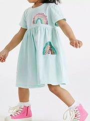 Children's Sequin Rainbow Casual Dress 