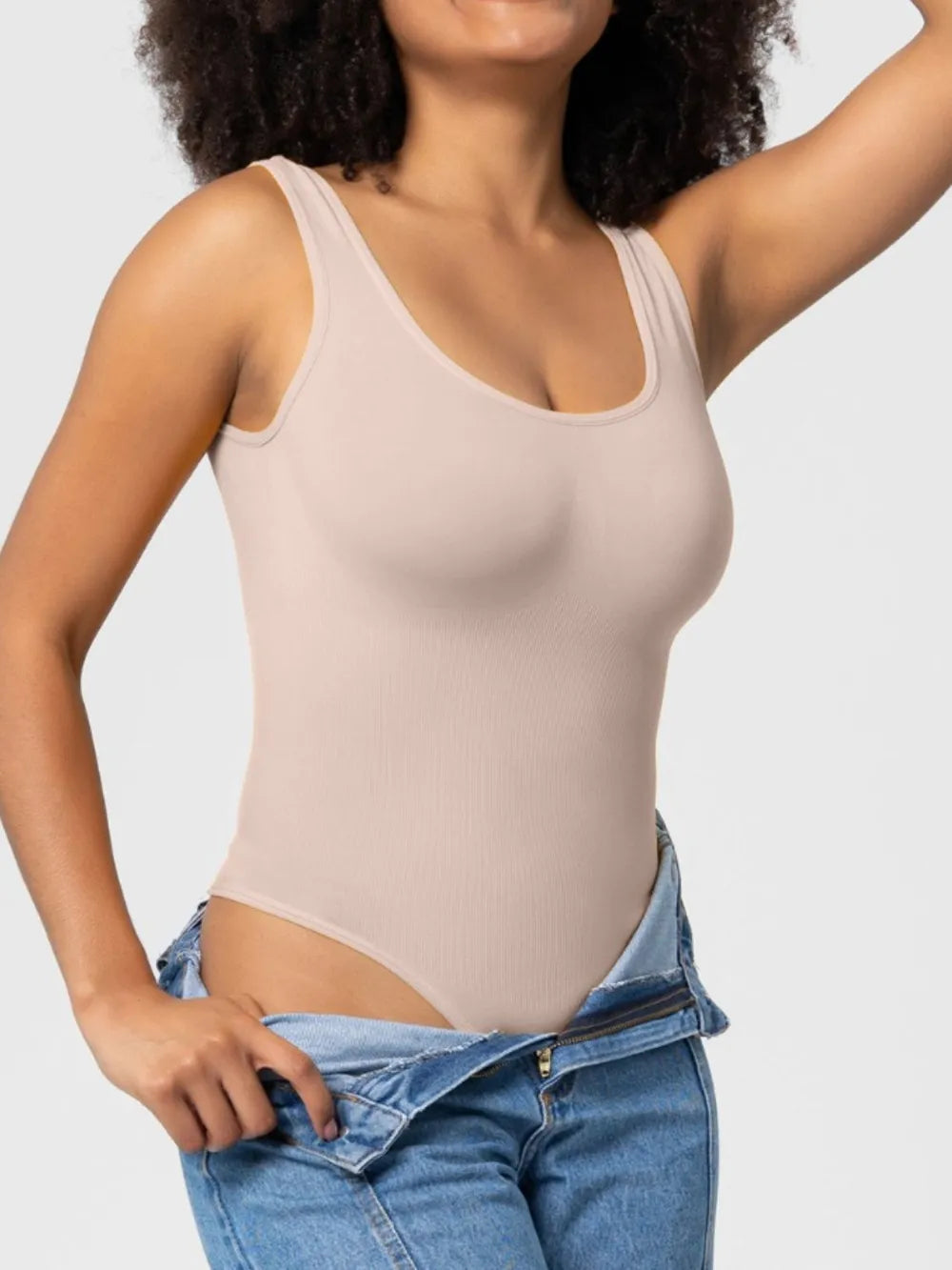 Scoop Neck Wide Strap Shaping Bodysuit 