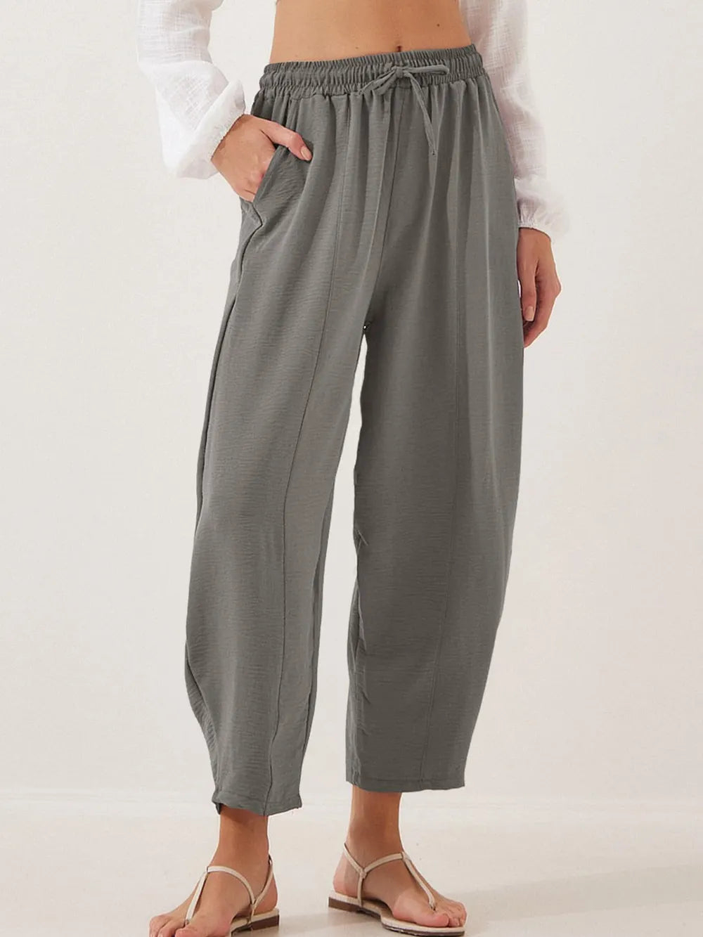 Full Size Drawstring Cropped Jogger Pants Plus Size 