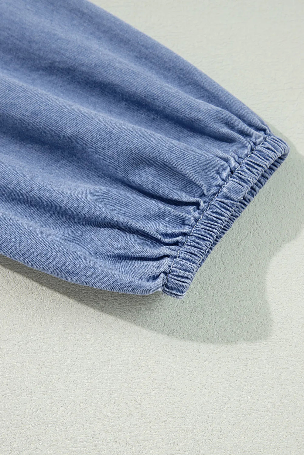 Tied Plunge Three-Quarter Sleeve Denim Dress 