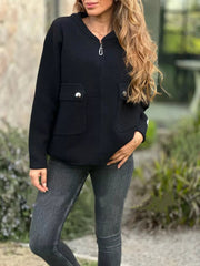 Full Size Zip-Up Long Sleeve Outerwear Plus Size 