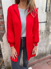 Full Size Open Front Drop Shoulder Hooded Cardigan Plus Size 
