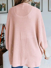 Full Size Open Front Waffle Knit Cardigan Plus Size 