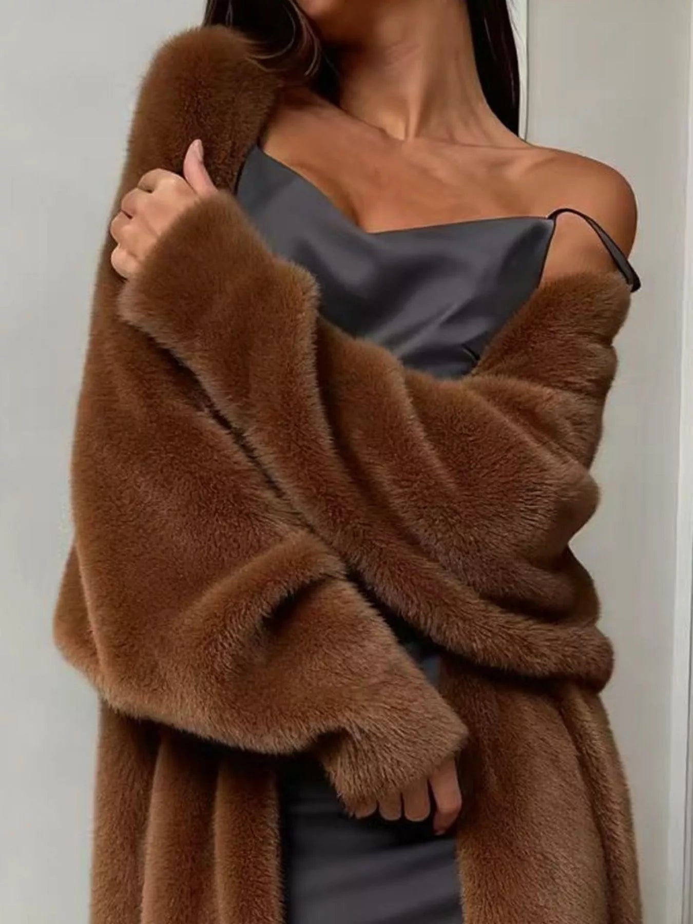 Fuzzy Open Front Longline Cardigan 