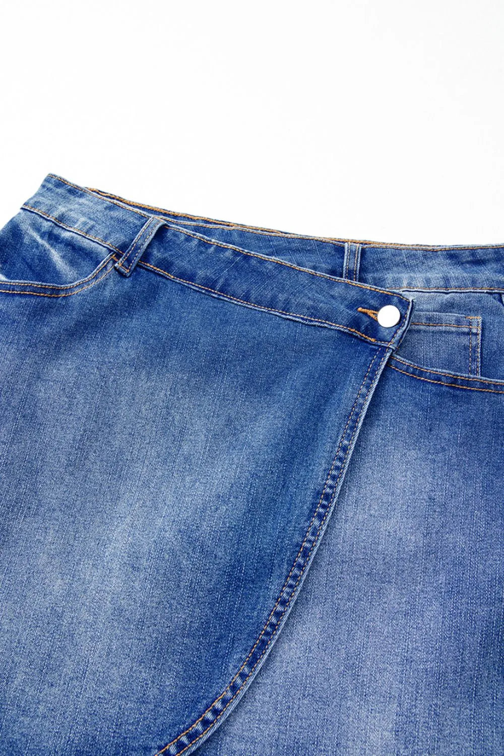 Wrapped Crossed Waist Denim Mini Skirt 