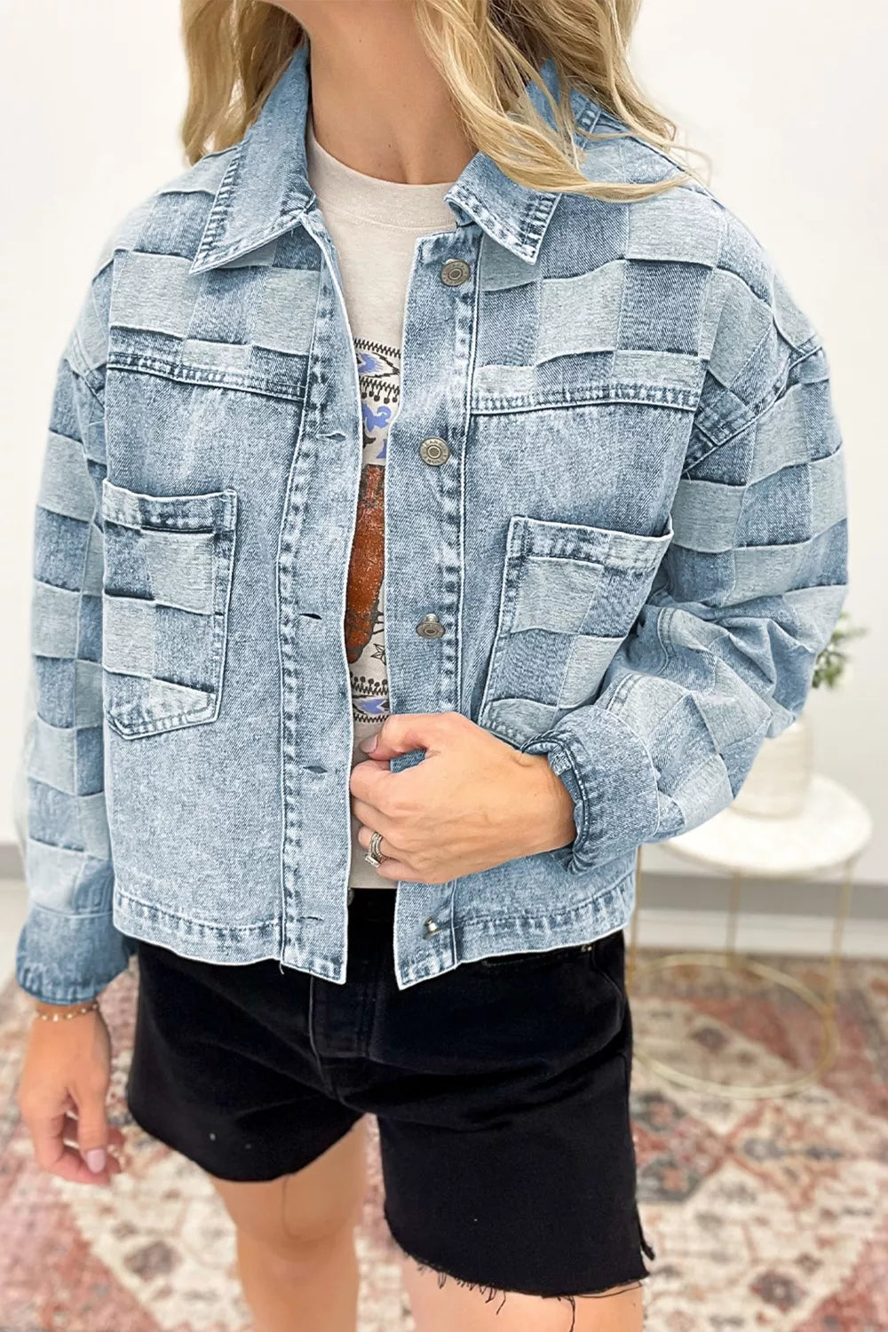 Button Up Wash Denim Jacket 