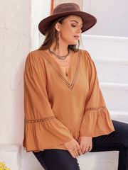 Plus Size V-Neck Peplum Blouse 