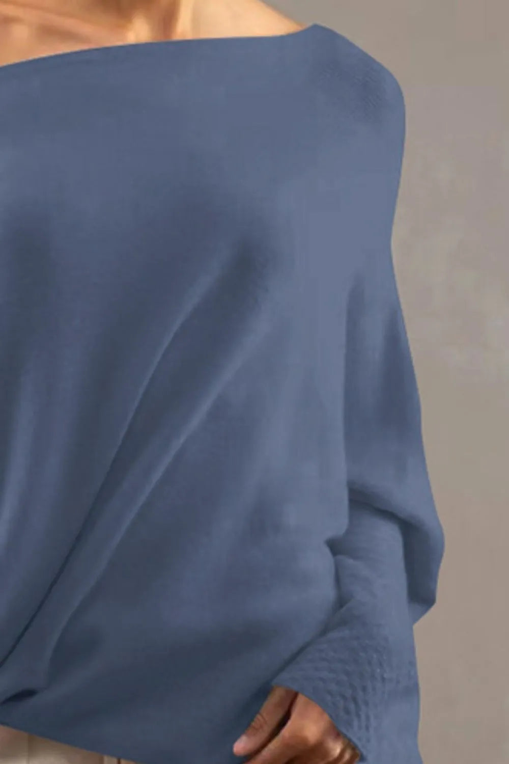 Full Size Boat Neck Batwing Sleeve Knit Top 