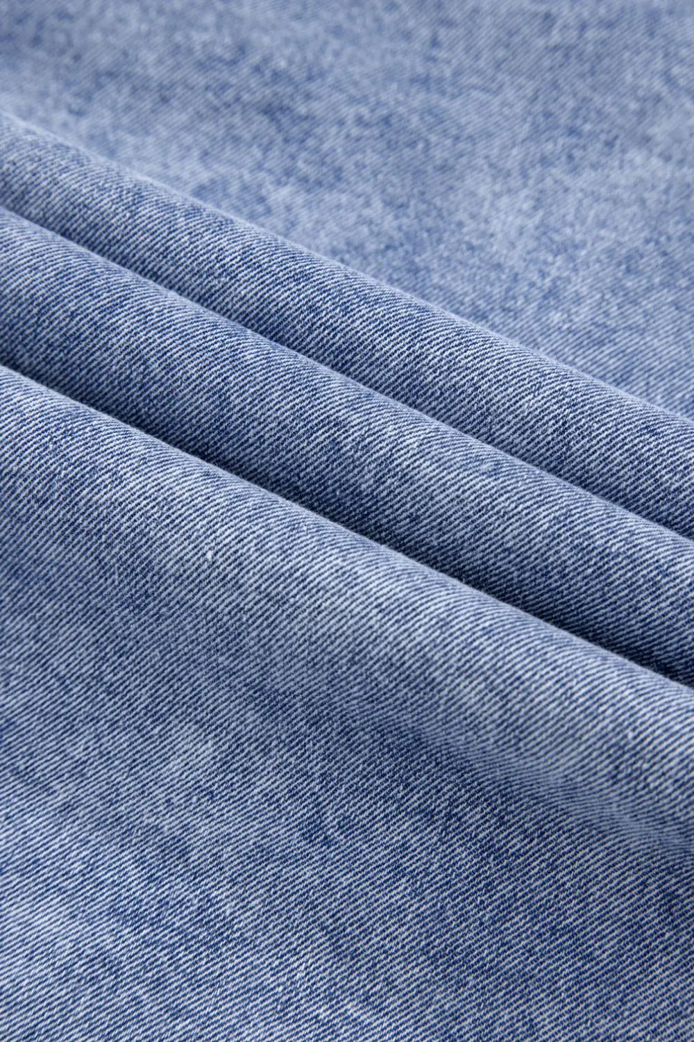 Raw Hem Button Down Long Sleeve Denim Dress 