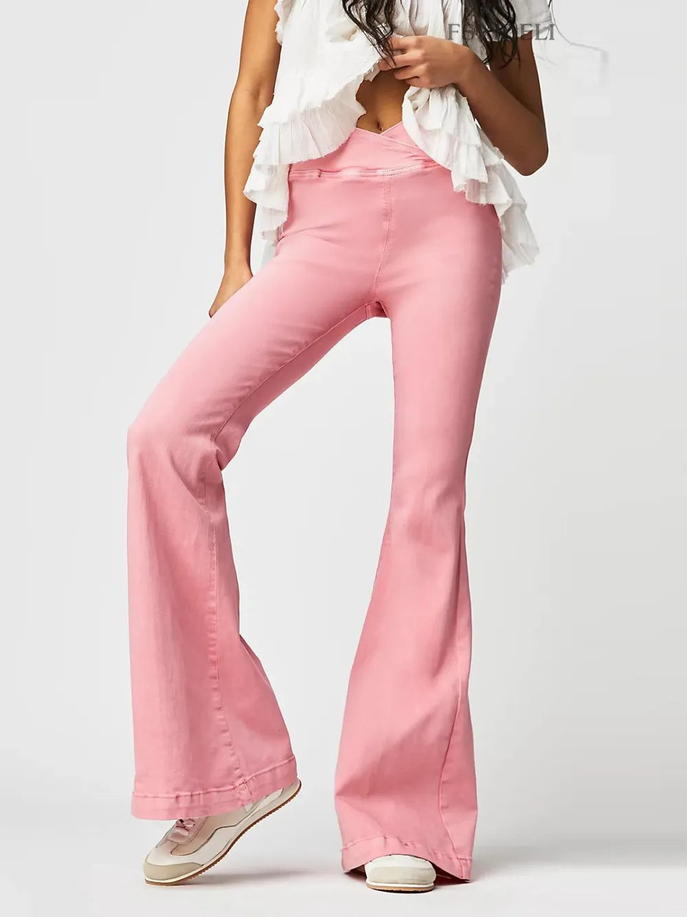 Asymmetric Waist Flare Jeans 