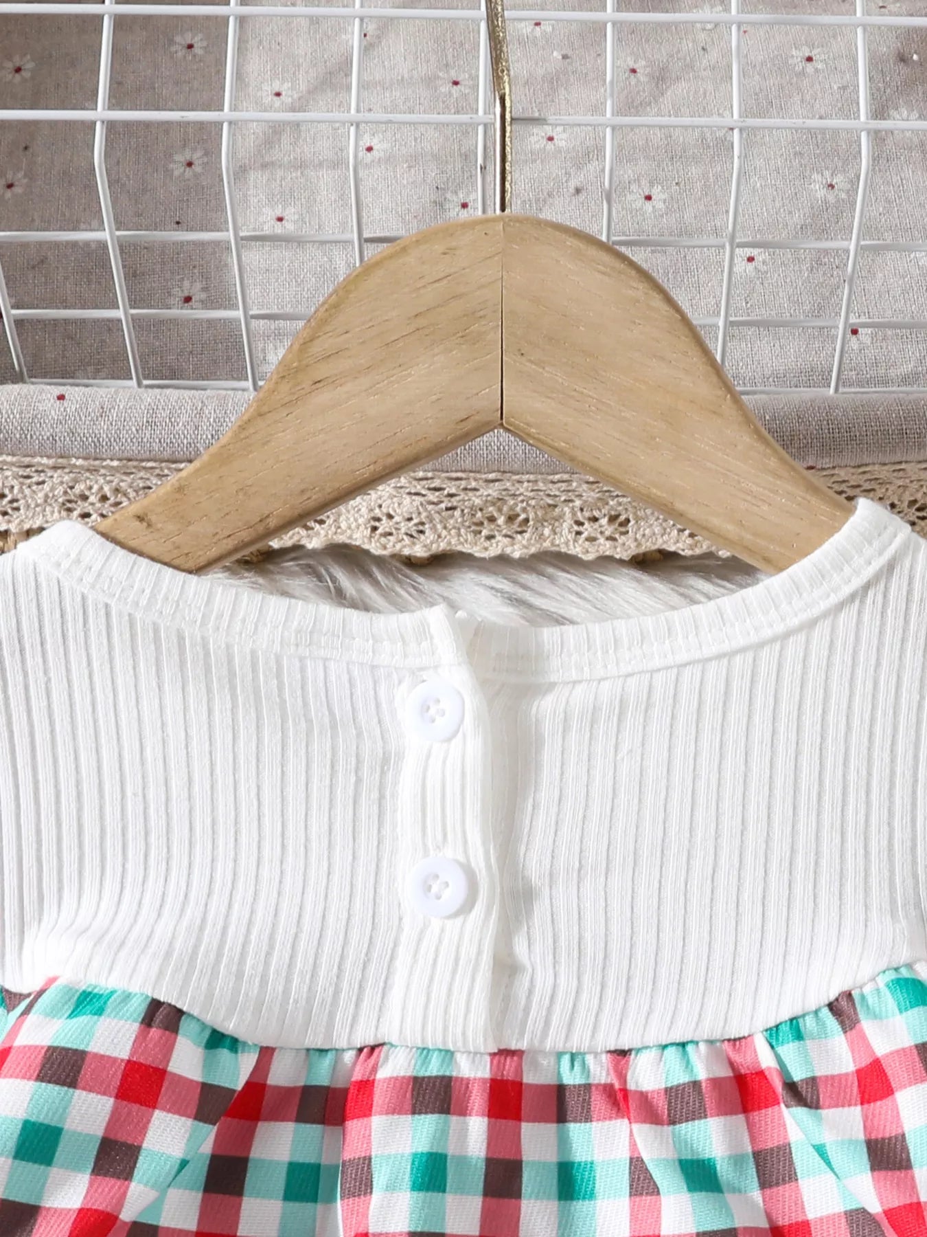 Children's Christmas Tree Plaid Dress 