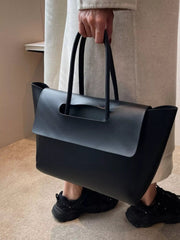Solid Color Leather Handbag 