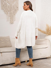 Plus Size Open Front Cardigan With Pockets 