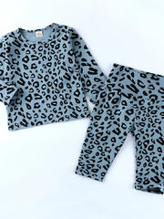 Children's Leopard Print Long Sleeve Top and Pants Set 