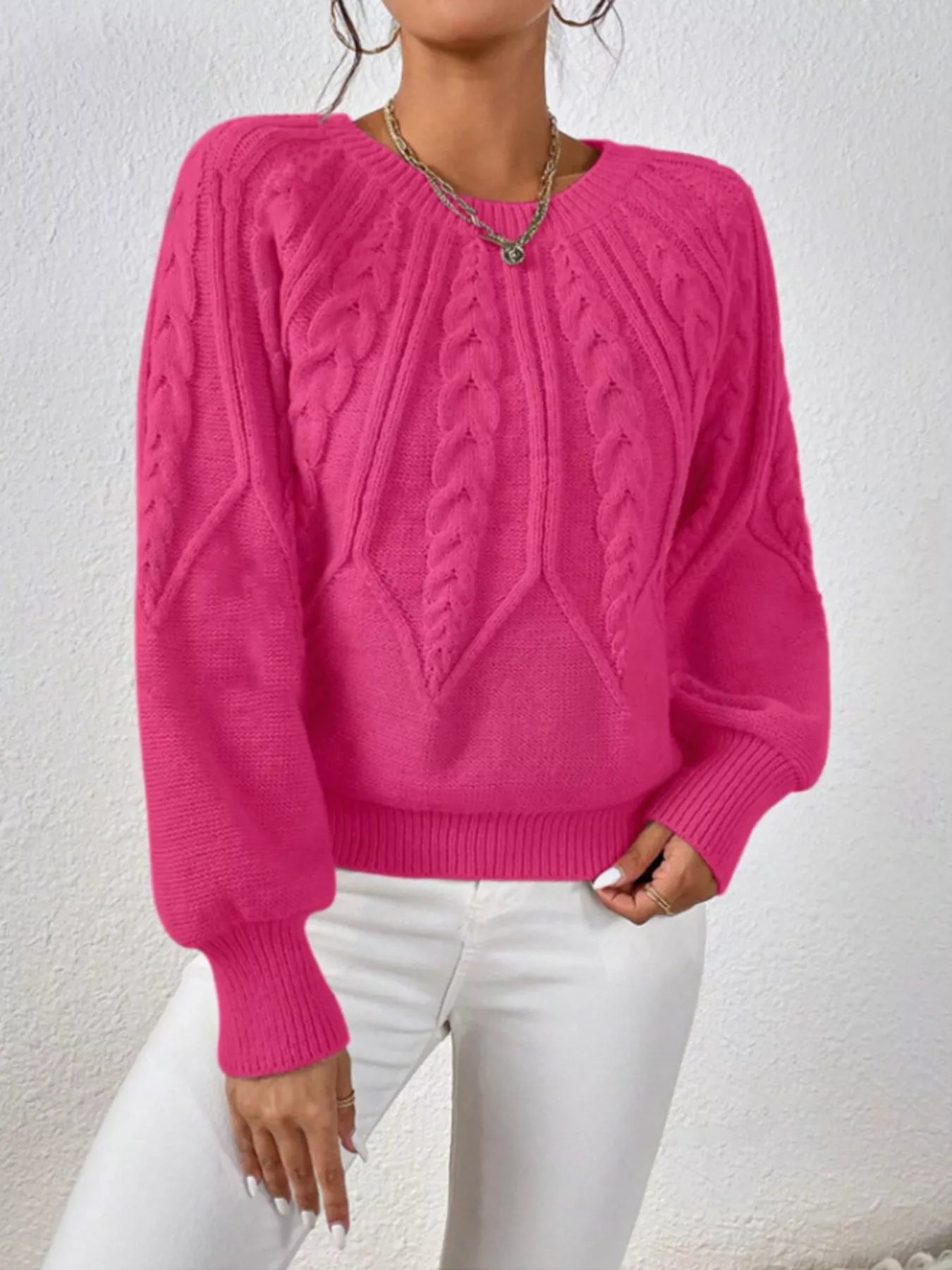 Cable Knit Long Sleeve Sweater 