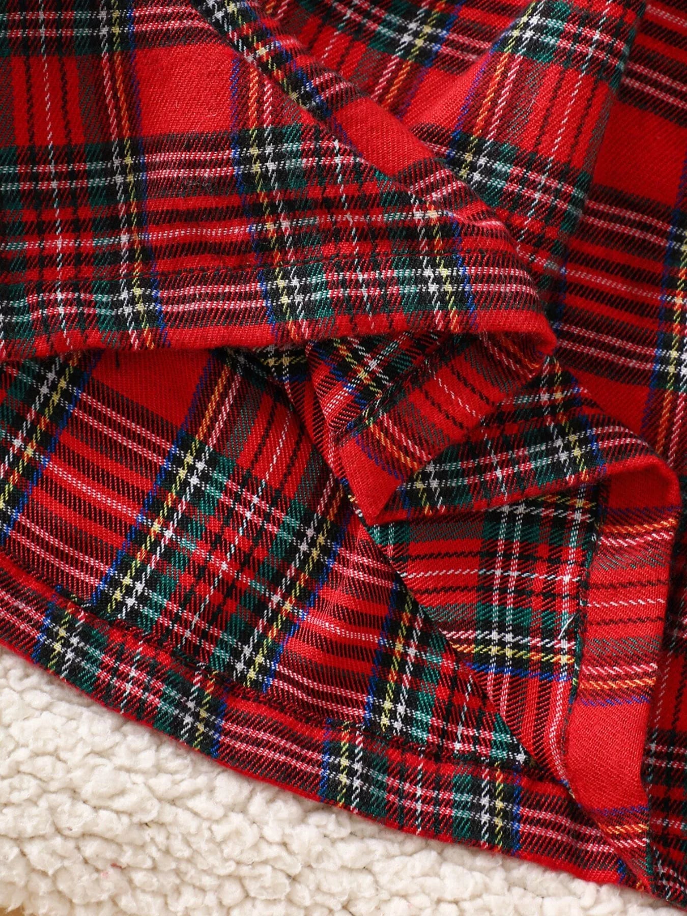 Children's Christmas Plaid Embroidered Smocked Dress 