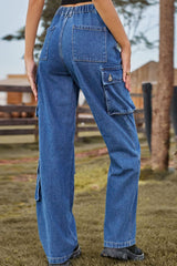 Loose Fit Long Jeans with Pockets 