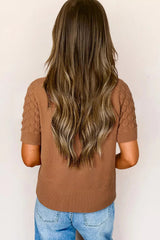 Textured Knit Short Sleeve Pullover 