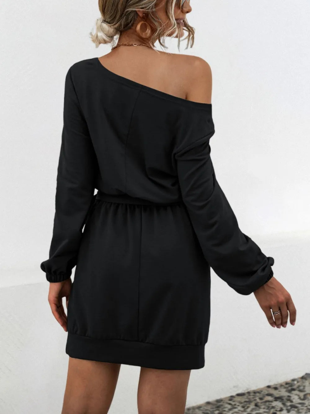 One Shoulder Tie Waist Dress 