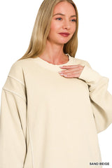 Zenana Pigment Dye Exposed-seam Fleece Sweatshirt 