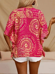 Printed V-Neck Half Sleeve Top 