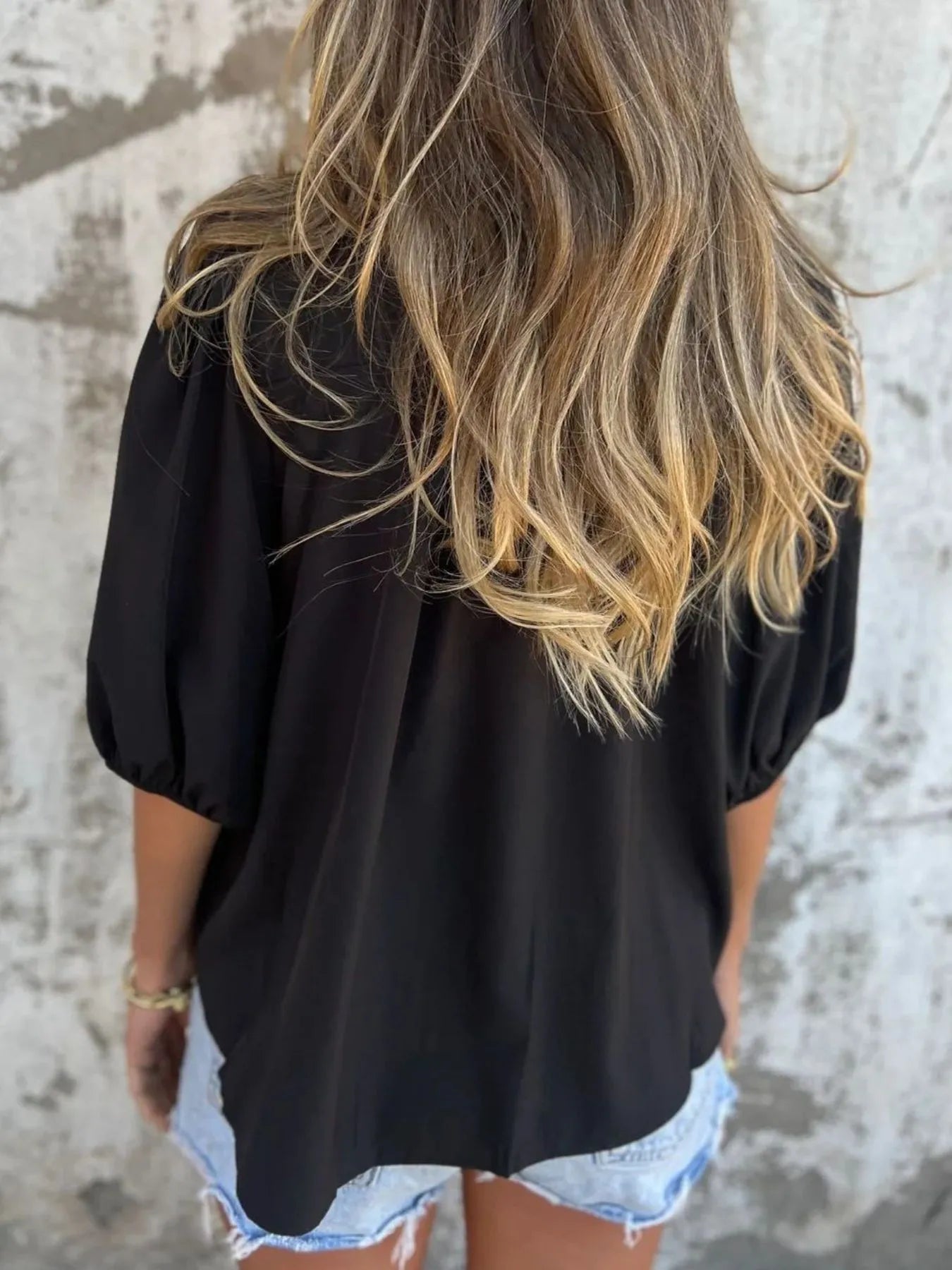 Full Size Smocked Puff Sleeve Blouse Plus Size 