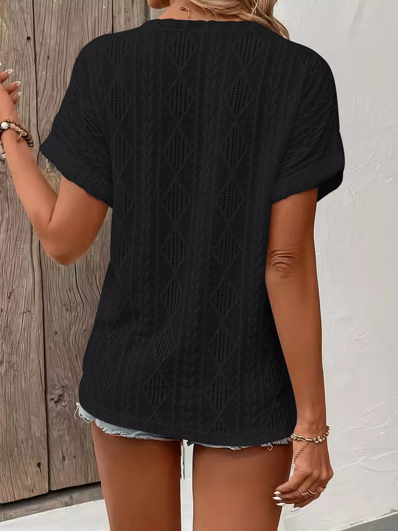Diamond Pattern Short Sleeve Top 