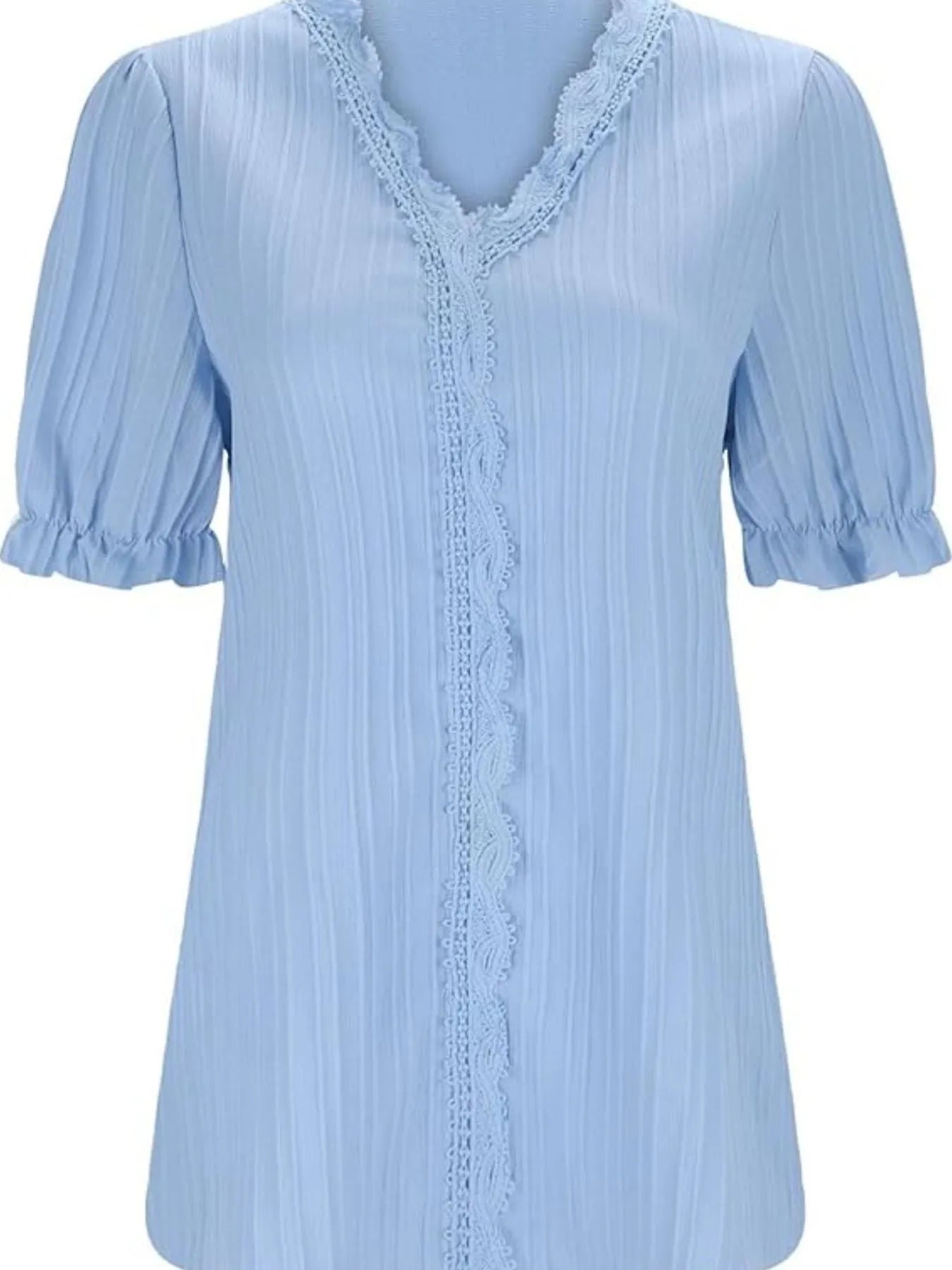 Full Size Lace Detail V-Neck Blouse Plus Size 