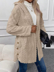 Hooded Button-Down Fleece Outerwear 