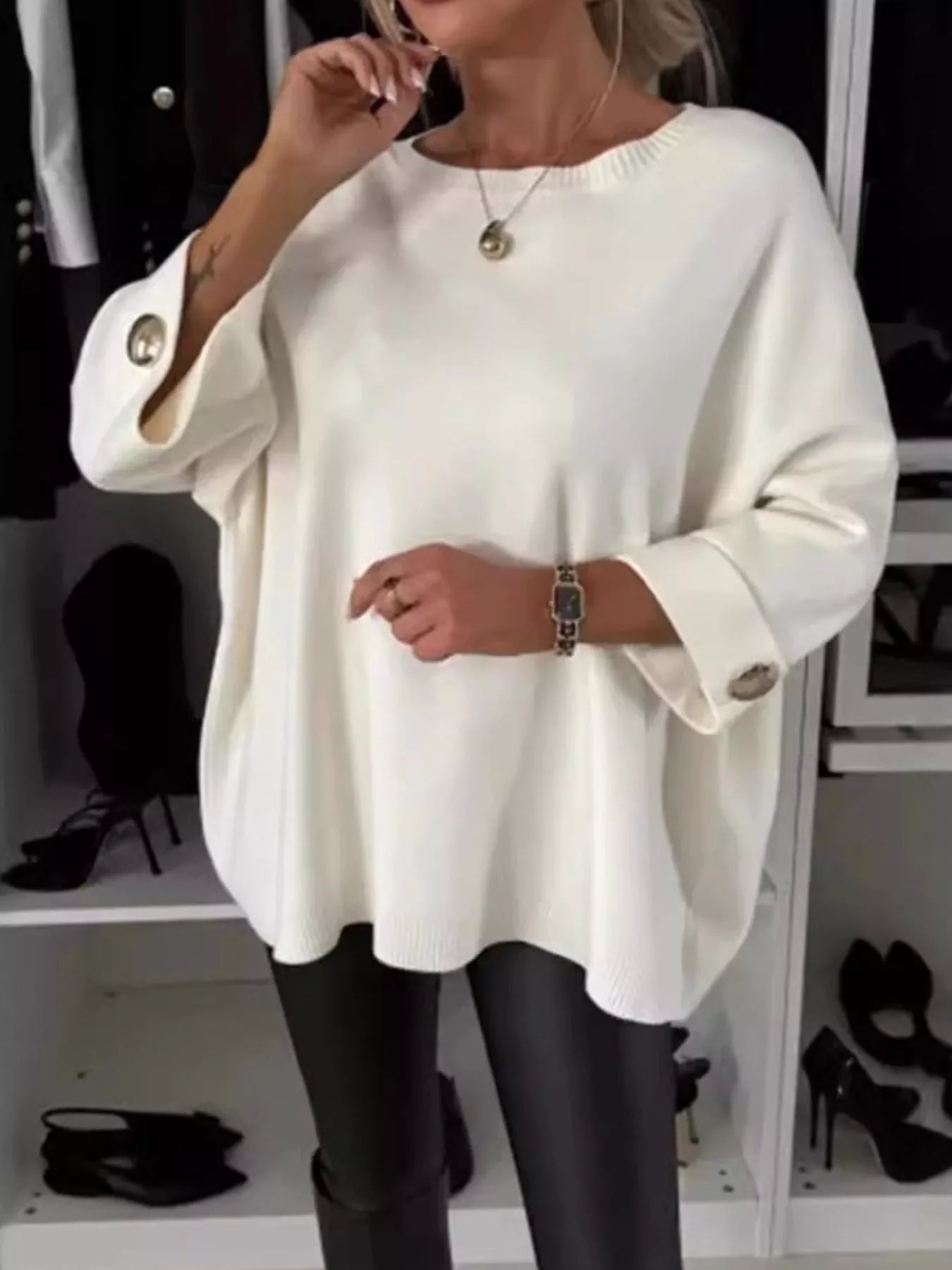 Full Size Round Neck Drop Shoulder Top with Ribbed Trim Plus Size 